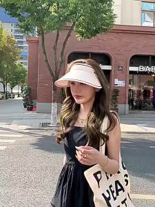 UPF50+sun hat empty top hat womens summer cycling UV resistant versatile large brim folding