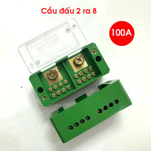 Cầu Đấu Chia Dây Điện 1 Pha 100A 2 Ra 8 cầu đấu dây 2 ra 8