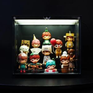 คอนเทนเนอร์มีไฟ แบบเหลี่ยม แถมชั้นปรับระดับ ไฟต่อกันได้ แถมadapter ใส่โมเดล popmart ฟิกเกอร์ WCF