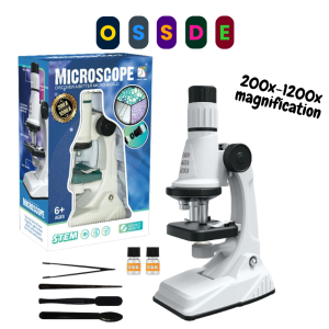 OSSDE Childrens Microscope 200X-1200X Zoom Used for Scientific Microscope Experiments Clear Images