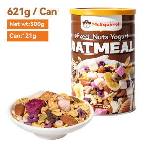 Mr.Squirrel oatmeal with fruits and nuts dried instant baked mixed yogurt nuts fruits oatmeal low carb chewy yogurt diet cereal crunch rolled oats 500g