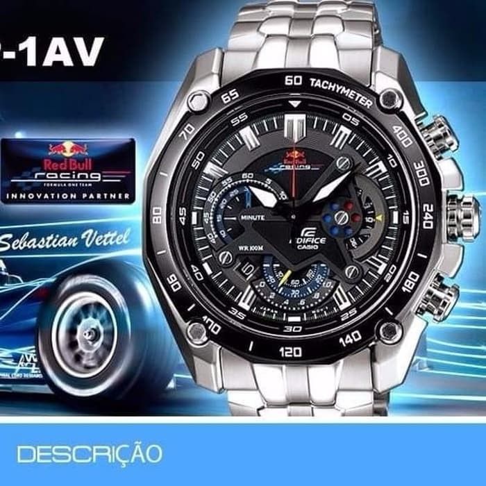 Jam Tangan Import Casio Edifice EF 550 Silver Black Redbull