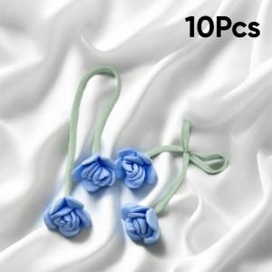 JAYQQ 10Pcs DIY Craft Double Head Rose Flowers Crochet Decoration Handmade 3D Flower Patches Colorful Artificial Rose Bow Flowers Clothing Decoration