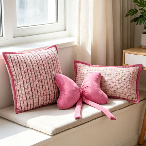 1PC Vintage American-style Pink Piping Cushion Cover Without Core Bohemian Country Living Room Sofa Pillow Cover Decor