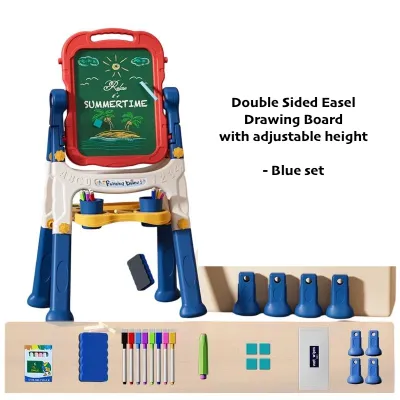 Children Multifunction Easel Drawing Board Adjustable Kids Sketching Whiteboard and Blackboard