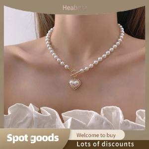 Heabety Fashion Korean Elegant Jewelry Necklace Ladies Rhinestone Heart Pendant