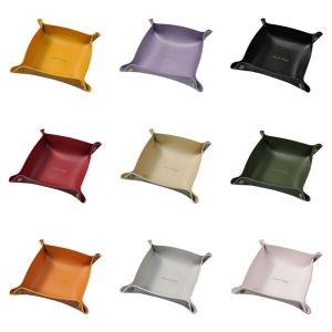 ZYJC Jewelry Decoration Folding Box Leather Jewelry Tray Plate Dish Storage Basket