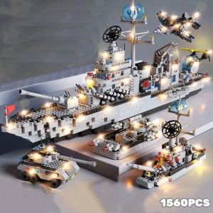 Large Aircraft Carrier Warship Model 6-in-1 Set – Educational Building Blocks Military Toy for Children