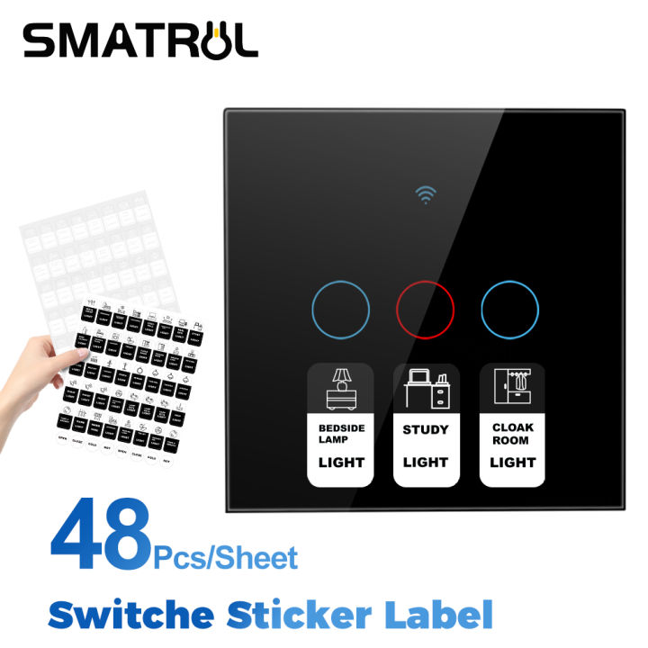 SMATRUL Touch Switch Lcon Sticker Text Label Button Wall Switch Label