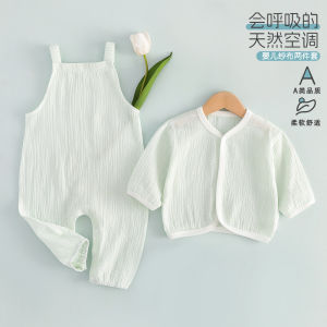 Childrens clothing for spring and summer made of gauze a Spring three-piece set for boys and girls lightweight and breathable clothing for young children