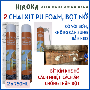 (COMBO 2 CHAI x 750ml) Chai Xịt PU Foam Keo Bọt Nở Bịt Kín Lổ Cách Âm Cách Nhiệt Chống Thấm Rockiya Apollo Xtraseal Fanxifoam (1500ml)