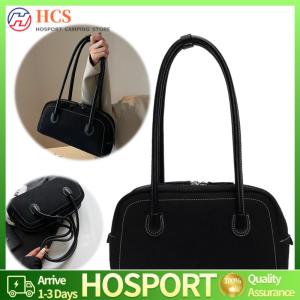 【HCS】Shoulder Bag for Women Multi Pocket Underarm Bag Faux Suede Zipper Handbag Satchel Bag for Work Shopping