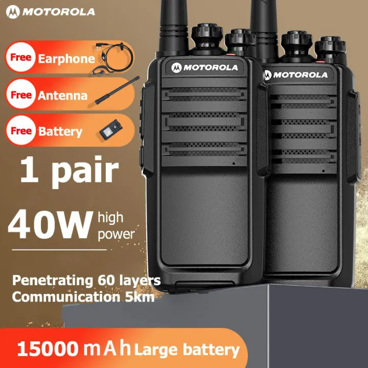 2Unit/Set Motorola Walkie Talkie Radio Dua Hala 5Km 40W 16800mAH UHF 400-470MHz Pengecasan USB