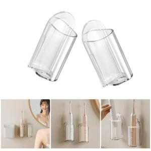 Wall Mounted Electric Toothbrush Holders Self Adhesive Organizers for Bathroom Space Saving Clear Holders (2Pcs)