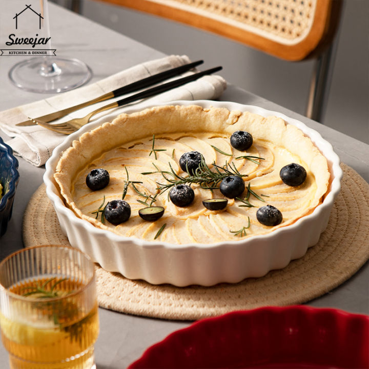 Pie Crust Ceramic Flan Dish Vicrays Ceramic Pie Pan For Baking