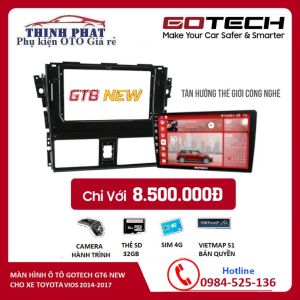 Bộ màn hình Gotech cho xe Toyota VIOS 2014-2017đầu dvd android ô tô Màn hình androi oto.kính cường lực 2.5D.nghe nhạc xem youtobe .màn hình camera lùi ô tôcai dat VIETMAP S1 bản quyền cho xe hoi bán phụ tùng xe ô tô. Gia dau dvd oto