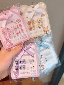Kuku Palsu Kanak-Kanak Cartoon Kids Artificial Nails Kuromi Cute Nail Art Stickers Melody Kuromi