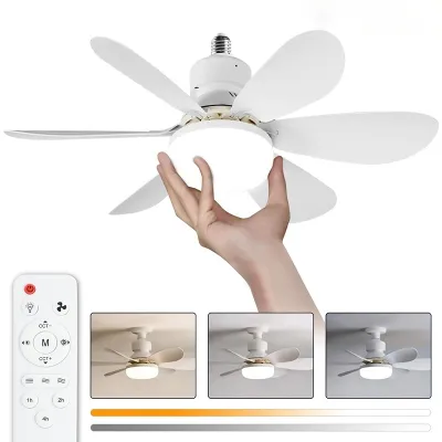 ECOL E27 Remote Fan Light 6-Blade 3 Speed High Wind & 3 Color Dimmable LED for Bedroom Living Room