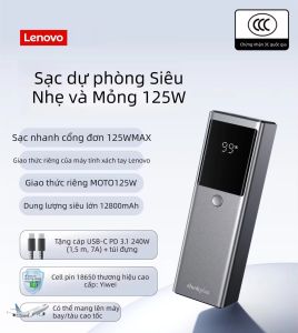 Lenovo ThinkPlus FLUXO - Sạc Dự Phòng 12800mAh Sạc Nhanh 125W Chứng Nhận 3C Gọn Nhẹ