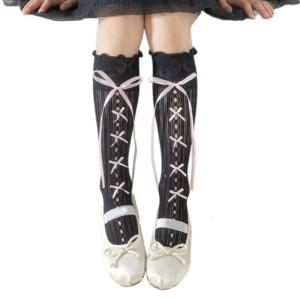 Trẻ Em Của Giữa Bê Vớ Đáng Yêu viền ren Và Bowknot Dưới Đầu Gối Vớ Cho Các Bên Và trang phục hàng ngày