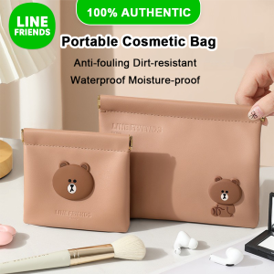 LINE FRIENDS Cosmetic Bag Splash-proof Dirt-resistant PU Leather PVC Travel Pouch LFB225