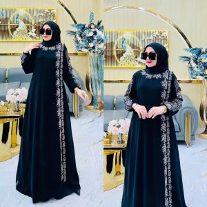 ZIFA FASHION // COD // RIEYA DRESS+HIJAB SEGI 4 // GAMIS SET CRUTY BORDIR AKSEN PAYET TABUR // DRESS LEBARAN 2025 TERBARU // ARABIAN CRUTY WARNA READY SIZE M L XL XXL JUMBO BISA PAKAI GAMIS SET WANITA MUSLIMAH MODERN // MODIS SIAP KIRIM // *AR