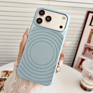 Wave Ripple Pattern Magnetic Phone Case For iPhone 17 16 15 14 13 12 Pro Max For Magsafe Matte Leather Grain Protective Cover