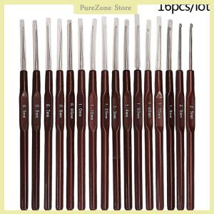[PureZone] QUANSEN MEIY 16pcs Plastic Handle Crochet Hooks Handle Knitting Needles Set Crochetings