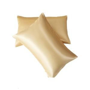 Set of 2 Solid Color Satins Pillowcases Soft and Silky Touches Envelope Closure Hypoallergenics for Hair Skin Protection