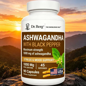 Dr. Berg Maximum Strength Ashwagandha 90 Veg Capsules 1000mg Root Extract with 4.5mg Black Pepper Herbal Supplement Supports Daily Relaxation & Balanced Mood for  Men Women
