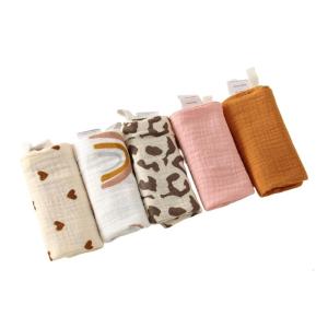 5xcotton BIB 4-Layer Toddler Yếm trẻ em khăn lau thấm khăn mặt cho em bé cho trẻ sơ sinh chảy nước dãi giờ và ăn thời gian