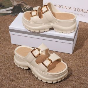 Free Shipping High-End Versatile Thick-Soled Height-Increasing Slip-On Sandals Durable And Comfortable For Outdoor Wear Perfect For The Beach New Summer Style