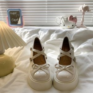 Free Shipping WomenS Autumn And Winter New Collection: Round-Toe Lolita-Style High-Heeled Loafers With A Single-Strap Design And A Shallow Opening
