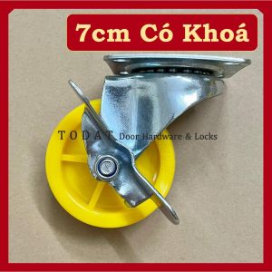 Bánh Xe Nhựa PP Vàng 7cm Xoay 360 Độ Loại Tốt dùng cho tủ nhôm gỗ kệ và giá đỡ