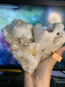 Đá thạch Anh TRÁI TYM tán sắc pha lê tự nhiên trong suốt vàng Citrine thanh tẩy thiền định tarot cực mạnh Clear Quartz Natural 148