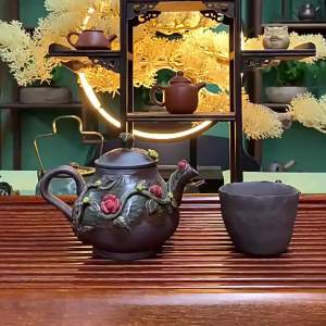 FFBH Wood-fired Hand-made Teapot Japanese Retro Coarse Clay Tea Infuser Kung Fu Tea Accessories Teapot Hand-hammered Beam Pot 5Y6Z3