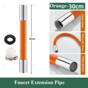 Adjustable Faucet Extension Tube 360° Rotating Bend Faucet Extender Silicone Material High Joint Filter Aerator With Converter
