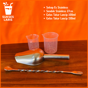 SEKOP ES 1 SET | GELAS TAKAR | SENDOK SEKOP