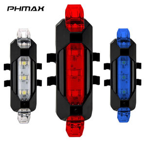 PHMAX Cycling Bike Tail Light with USB Rechargeable IPX-5 Waterproof Super Bright LED Safety Warning Light Flash