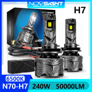 Novsight N70 6500K ไฟ LED Super Bright สำหรับรถยนต์ H7 ED ไฟหน้าหลอดไฟลำแสงต่ำลำแสงสูง 240W 50000LM Plug & Play พร้อมสายรัดถอดรหัส 2 ชิ้นรับประกัน 1 ปีจัดส่งฟรี