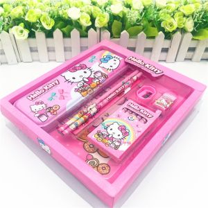 Bộ 7 Dụng Cụ Học Tập Họa Tiết Hoạt Hình Kèm Hộp Quà Tặng Cho Học Sinh