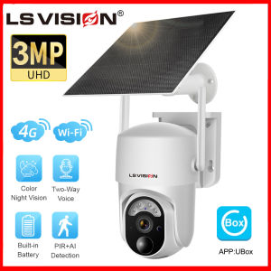 LS VISION 3MP Wifi/4 gam Sim năng lượng mặt trời Camera CCTV không dây chống nước ngoài trời ip camera đầy màu sắc Phát hiện chuyển động quan sát ban đêm PTZ camera an ninh gia đình với loa