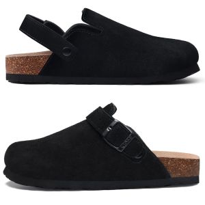 Asgard Womens Genuine Leather Clogs Soft Cork Footbed Cow Suede Mules With Adjustable Strap Fashion Comfort Slip on Slippers2026