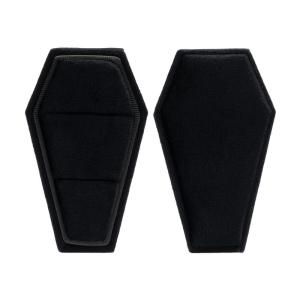 Black Coffin Velvet Ring Box Double Ring Display Holder with Detachable Lid Ring Box Holder for Wedding Ceremony