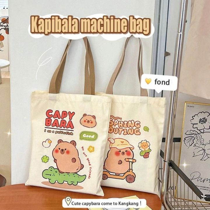 EAURA Tote bag Cute Capybara Bags Canvas School Bag Large Capacity ...