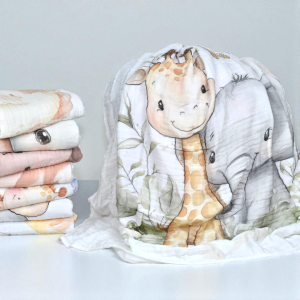 ผ้าห่มเด็ก ผ้าห่อตัว ผ้าสาลู 6ชั้น ผ้ามัสลิน คอตตอน100% (110x110ซม.) เย็บเสริมขอบ นุ่มสบายไม่ระคายเคือง สำหรับเด็กอ่อน