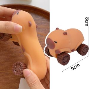 Capybara Car Squeeze Toy with Wheels Anti-stress Creative Vent Toys Cozy Funny Pinch Toy for Kids Adults Birthday Christmas Gifts