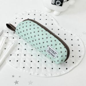 PURETEN Korean Style Pencil Case Polka Dot Portable Pencil Pouch Durable Large Capacity Pen Bag Students