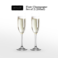 CRYSALIS Premium 7oz Flute Champagne Wine Glass Lead-Free Crystal Stemware Set of 2. 