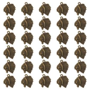Pack of 30 Indian Chief Head Necklace Pendants Tribal Findings Suitable for Designing and Accessory